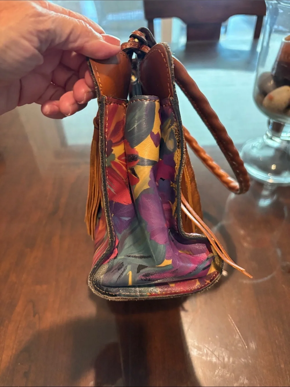 Patricia Nash Multi-Color Floral Leather-Trim Shoulder Bag
